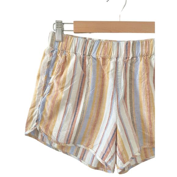 Madewell Womens Linen Cotton Pull-on Shorts  Rainbow Stripe Size XS - Picture 6 of 10
